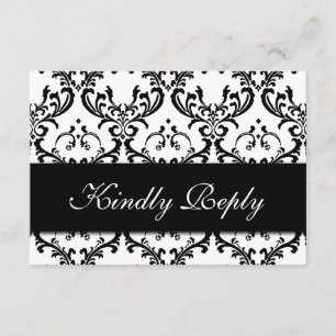 Black White Damask-bröllop OSA Kort