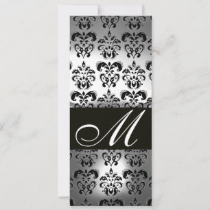 BLACK WHITE DAMASK MONOGRAM BRÖLLOPSFEST PROGRAM