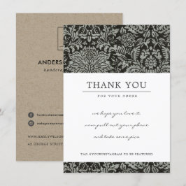 BLACK WHITE DAMASK PATTERN CORPORATE Business LOGO Tack Kort