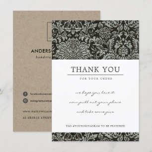 BLACK WHITE DAMASK PATTERN CORPORATE Business LOGO Tack Kort