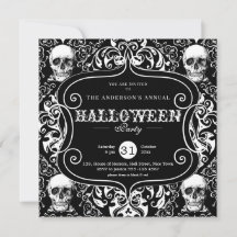 Black White Damask Skull Anpassningsbar Halloween 