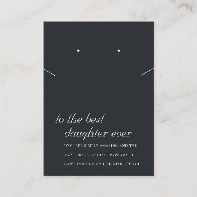 BLACK & WHITE DAUGHTER GIFT NECKLACE EARRING Card Placeringskort (Framsida)