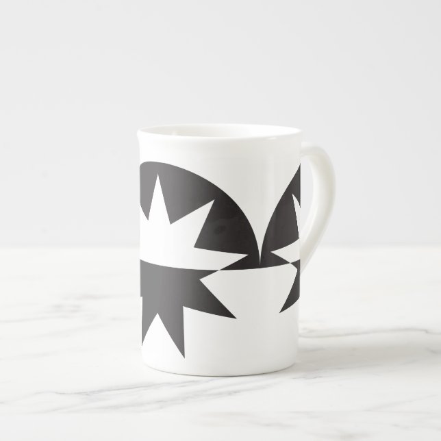 Black White Deco Star Sunburst Benporslin Mugg (Framsida höger)