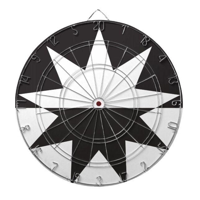 Black White Deco Star Sunburst Darttavla (Framsidan)
