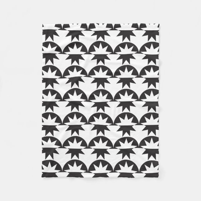 Black White Deco Star Sunburst Fleecefilt (Framsidan)