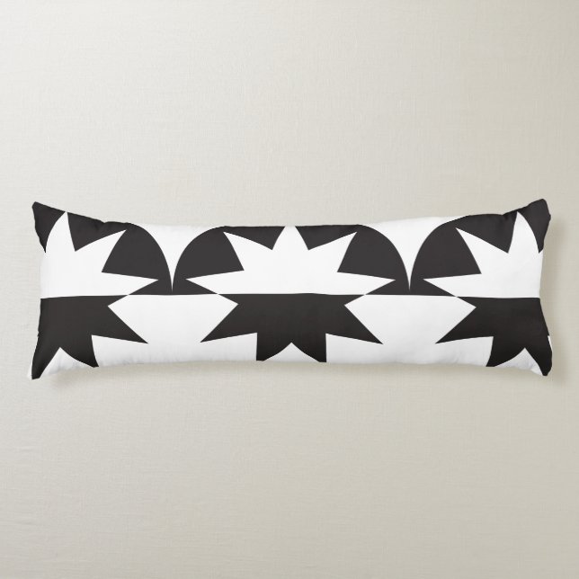 Black White Deco Star Sunburst Kroppskudde (Framsidan)