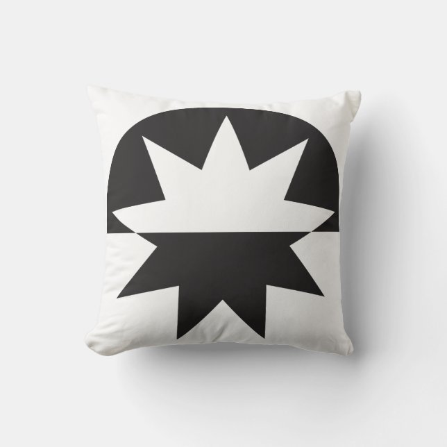 Black White Deco Star Sunburst Kudde (Framsida)