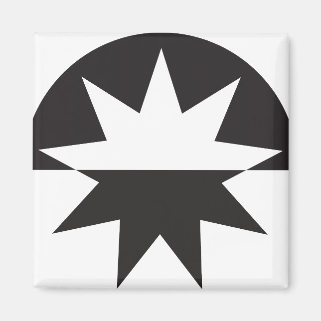 Black White Deco Star Sunburst Magnet (Framsidan)
