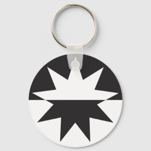 Black White Deco Star Sunburst Nyckelring