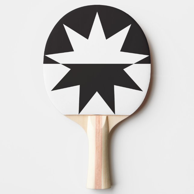 Black White Deco Star Sunburst Pingisracket (Framsidan)