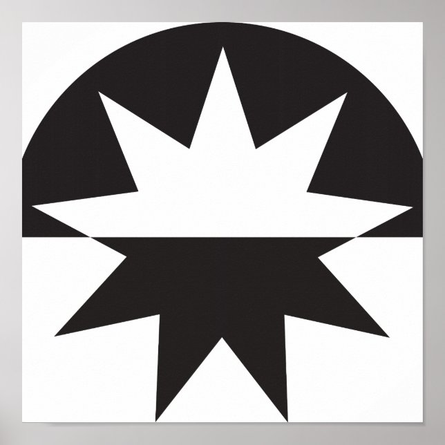 Black White Deco Star Sunburst Poster (Framsidan)