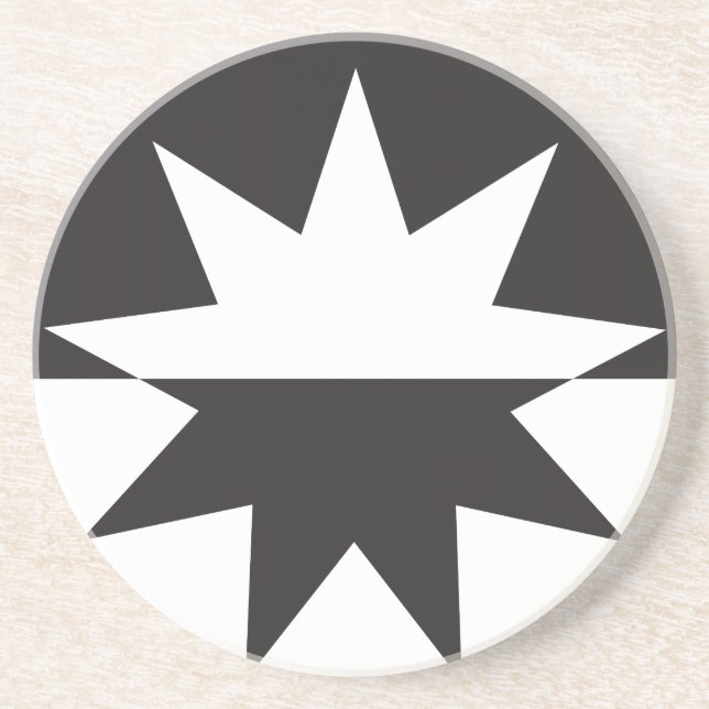 Black White Deco Star Sunburst Underlägg (Framsidan)