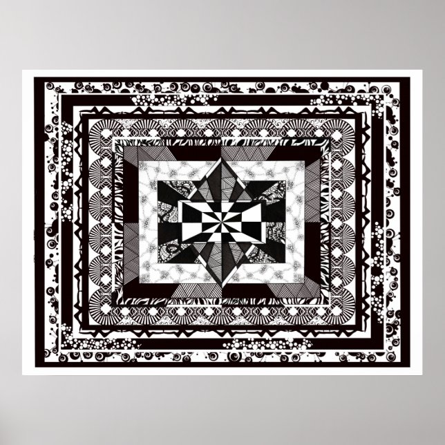 black white detailed HUGE Colossal Room Art Poster (Framsidan)