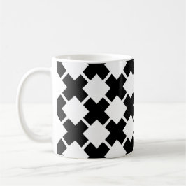 Black White Diagonal Rustic Linjer Mönster Kaffemugg
