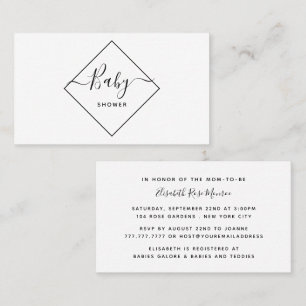 Black & White Diamond Baby Shower Biljett Inbjudan