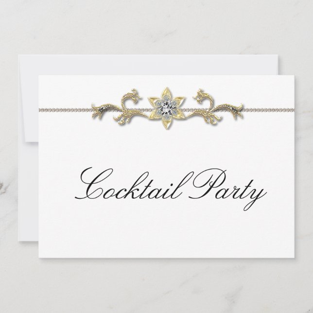 Black White Diamond Black White Cocktail Party Inbjudningar (Framsida)