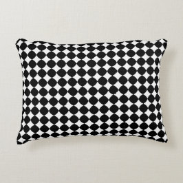 Black & White Diamond Checker Accent Pillow Prydnadskudde