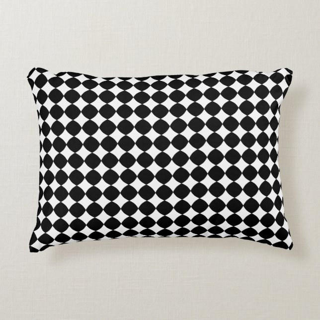 Black & White Diamond Checker Accent Pillow Prydnadskudde (Framsidan)