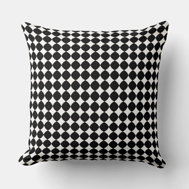 Black & White Diamond Checker Pattern Throw Pillow Kudde (Framsida)