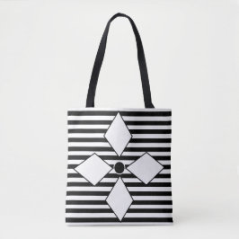 Black White Diamond Geometric Rand Mönster Tygkasse