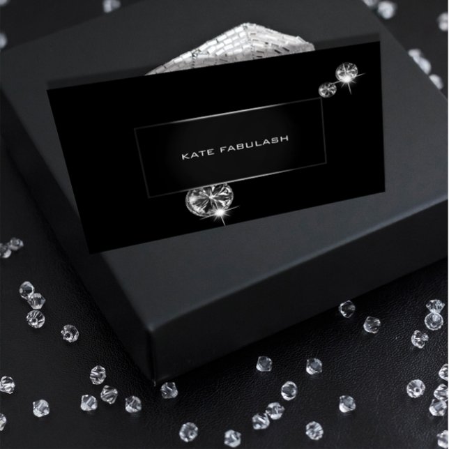 Black White Diamond Mode Stylist Beauty Visitkort (Black White Diamond Fashion Stylist Beauty Business Card)