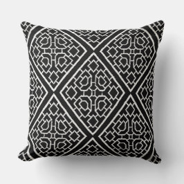 Black White Diamond Mönster Faux Crewel Pillow Kudde