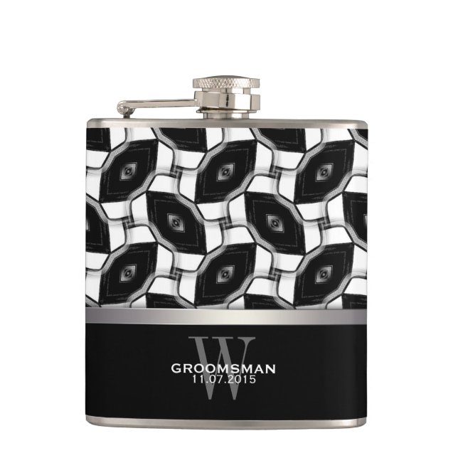 Black White Diamond Öga Mönster Memento Hip-kolv Fickplunta (Framsidan)