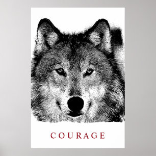 Black White Digital Bläck Motivational Courage Var Poster
