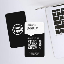 Black White Digital Connect QR-kod Social Media Visitkort