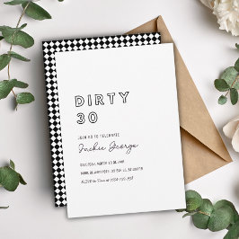 Black White Dirty Trety 30års födelsedag-inbjudan Inbjudningar