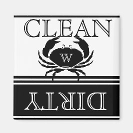 Black White Dishwasher Dirty Clean Magnet