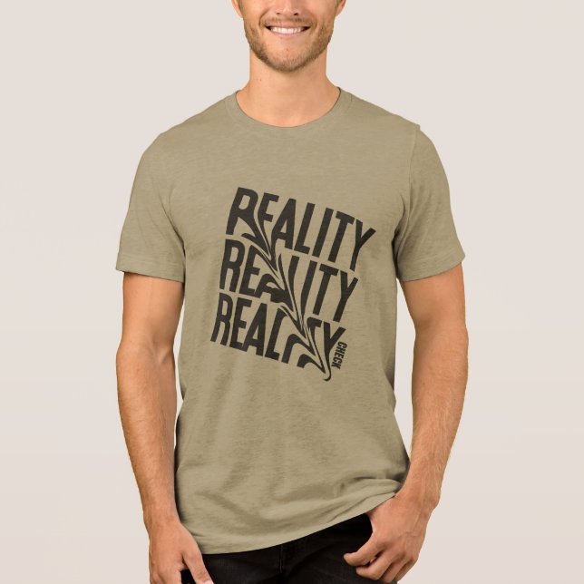 Black & White Distorted Reality Typography T-Shirt (Framsida)