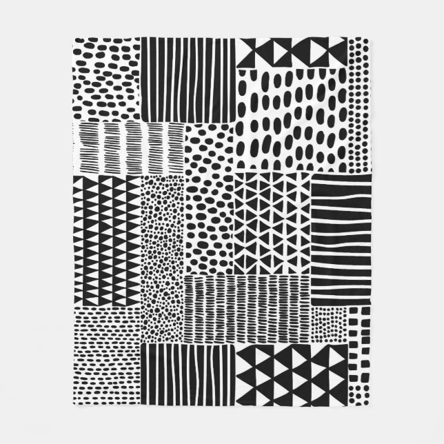 Black White Doodle: Ethnic Seamless Fleecefilt (Framsidan)