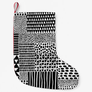 Black White Doodle: Ethnic Seamless Liten Julstrumpa
