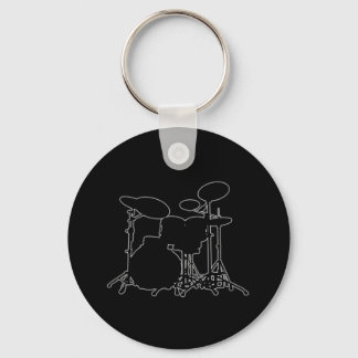 Black & White Drum Kit Silhouette - för Drummers Nyckelring