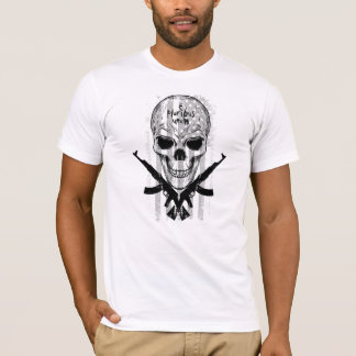Black & White E Pluribus Unum Skull Flagga & Guns T Shirt