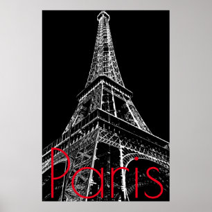 Black White Eiffel Torn i Paris Artwork Poster