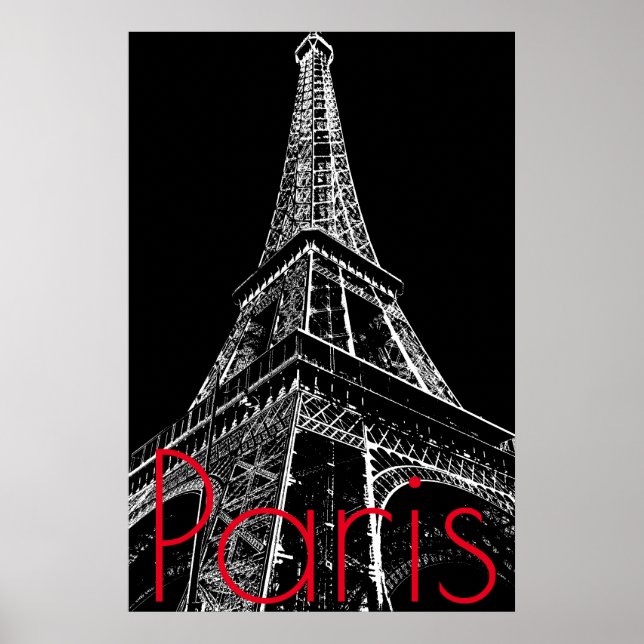 Black White Eiffel Torn i Paris Artwork Poster (Framsidan)