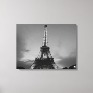 Black & White Eiffel Torn i Paris Canvastryck
