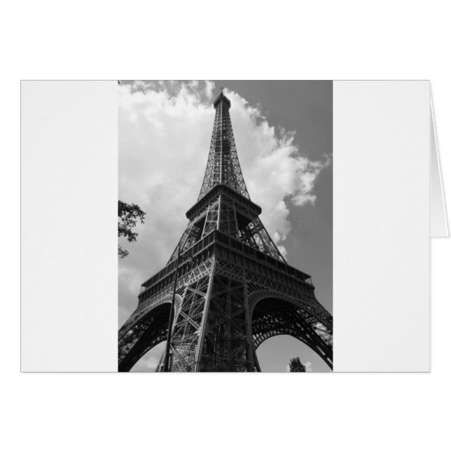Black & White Eiffel Torn i Paris Hälsningskort (Framsidan Horizontal)