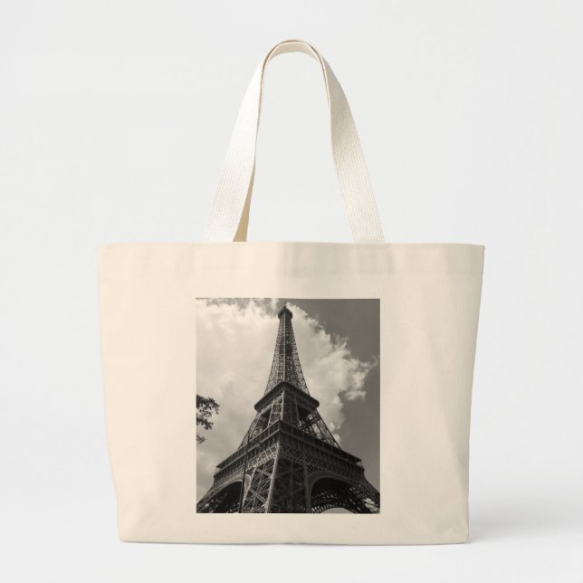 Black & White Eiffel Torn i Paris Jumbo Tygkasse (Framsidan)