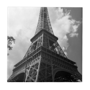 Black & White Eiffel Torn i Paris Kakelplatta