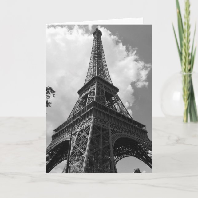 Black & White Eiffel Torn i Paris Kort (Framsida)