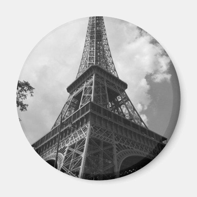 Black & White Eiffel Torn i Paris Magnet (Framsidan)