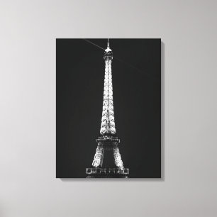 Black & White Eiffel Torn i Paris-natten Canvastryck