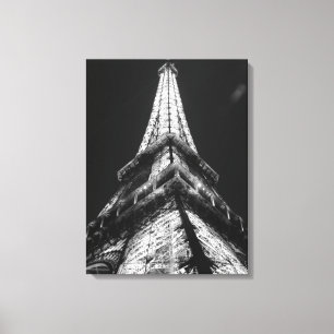 Black & White Eiffel Torn i Paris-natten Canvastryck