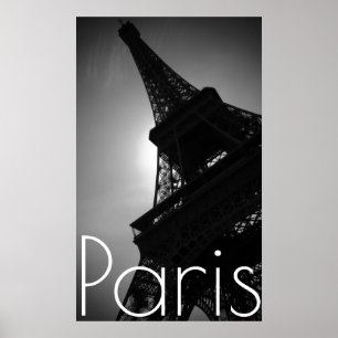 Black White Eiffel Torn i Paris Poster
