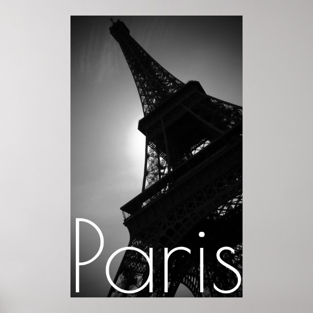 Black White Eiffel Torn i Paris Poster (Framsidan)