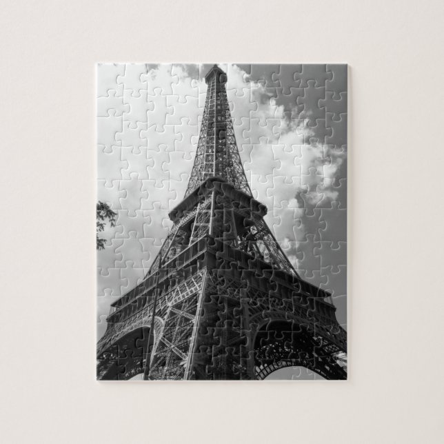Black & White Eiffel Torn i Paris Pussel (Vertikal)
