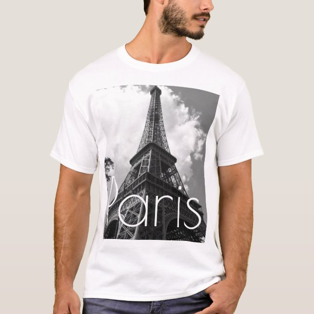 Black & White Eiffel Torn i Paris T Shirt (Framsida)